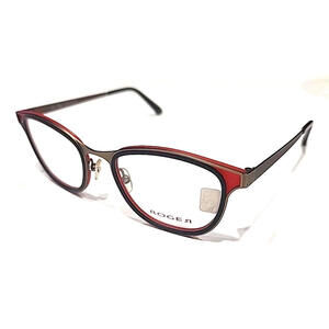 Roger Riez COL 1 Gold Metal Black Red Oval Cat Eye Eyeglasses 50-21